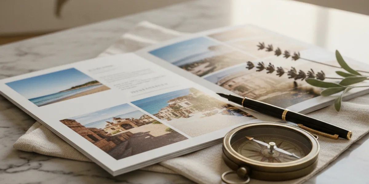 Agente de viajes diseñando una propuesta digital personalizada para un cliente en su ordenador